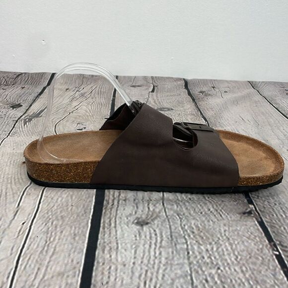 Nautica Men’s Sandals Slip on with wide two straps and buckle size 11 Brown - Picture 5 of 12